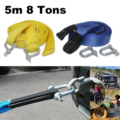 Correia de reboque do carro corrida auto guincho corda náilon 5m 8ton recuperação reboque cabo cinta cinto resistente fora da estrada acessórios ganchos metal