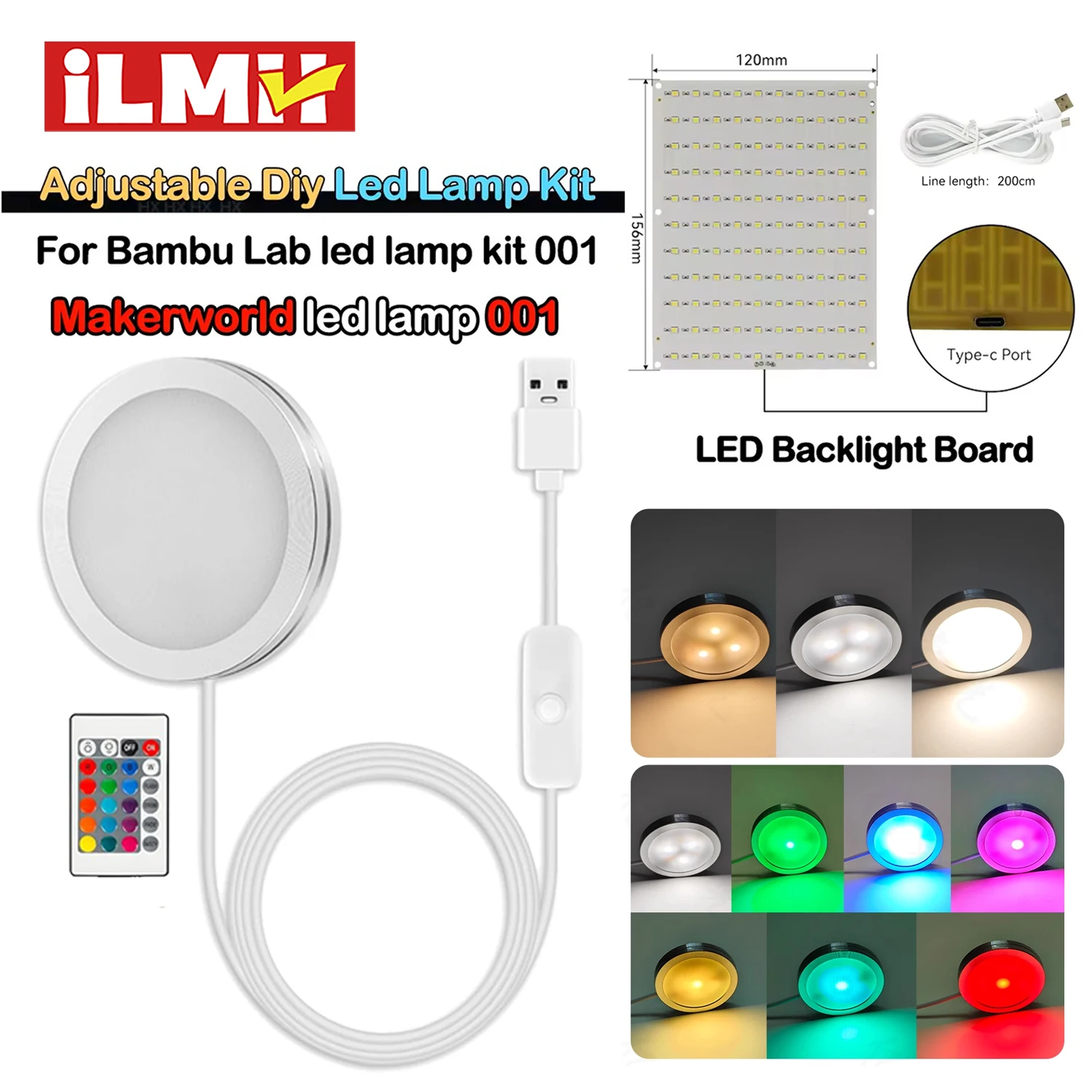 Para bambu laboratório kit de lâmpada led kit luz ajustável peças luz led ferragem modelo diy branco/frio/luz quente sem escudo da lâmpada 001