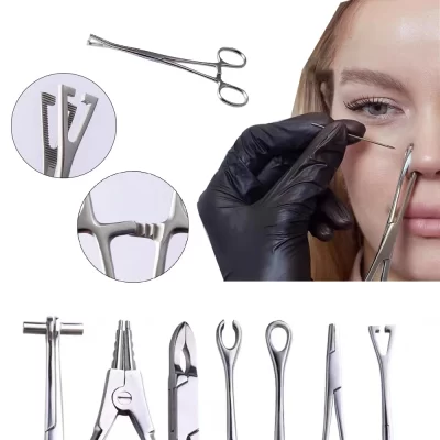 1pc profissional de aço cirúrgico triângulo aberto perto anel lábio orelha tubo braçadeira alicate pinças barriga corpo piercing ferramenta punctura