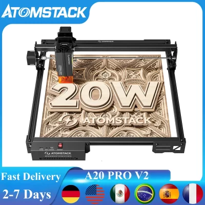 Atomstack a20 pro v2 20w máquina de gravação e corte a laser metal arcylic cortador madeira gravador 410*380mm área trabalho laser printe