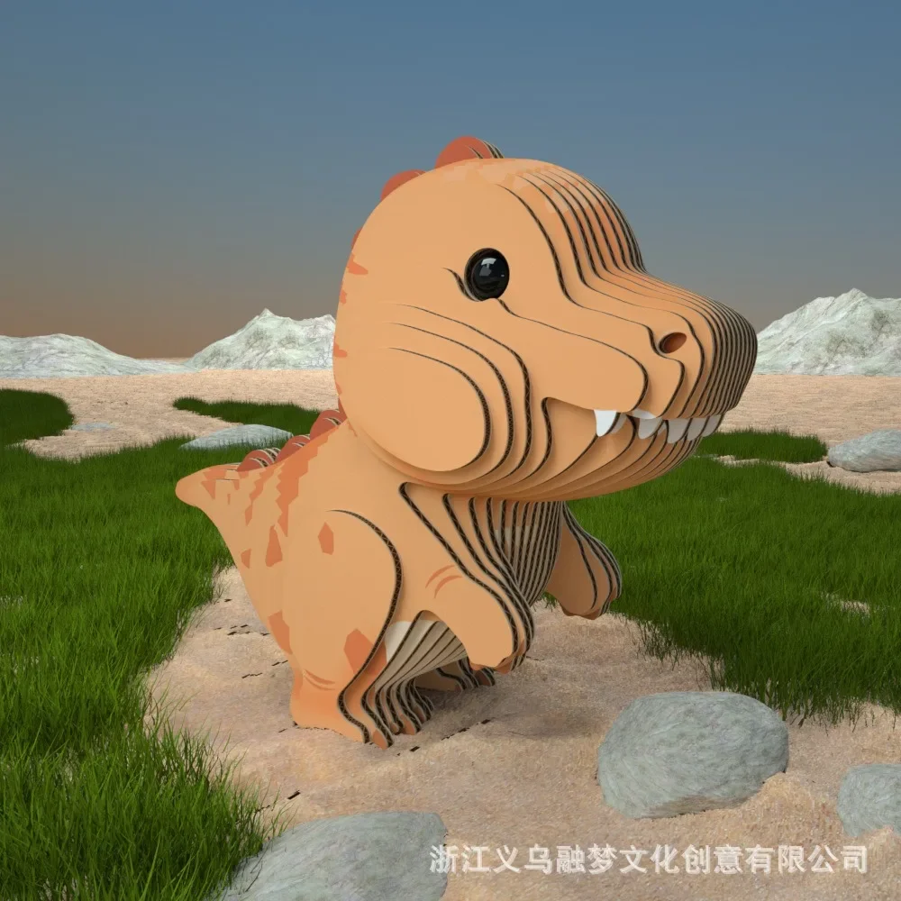 3D Dinosaur Paper Puzzle para crianças, DIY, montagem, adesivos de animais, interesse, mão na habilidade, conjuntos de brinquedos para crianças, presente artesanal - Image 3