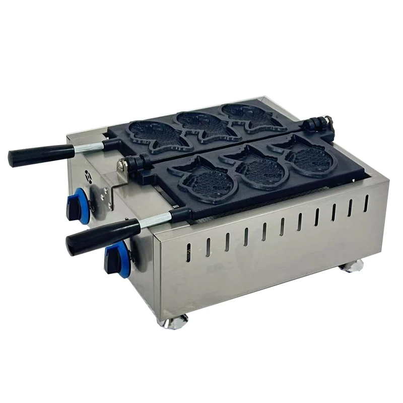 110v/220v gás elétrico forma de peixe com boca próxima sorvete taiyaki fabricante taiyaki 3 pçs em forma de peixe máquina de fazer waffle - Image 3