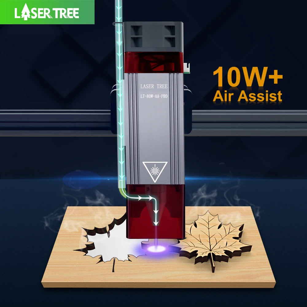 Módulo de Potência Óptica LASER TREE com Cabeça Laser Assistida a Ar, Luz Azul, Corte Gravador, Ferramentas de Madeira, TTL, 10W, 450nm