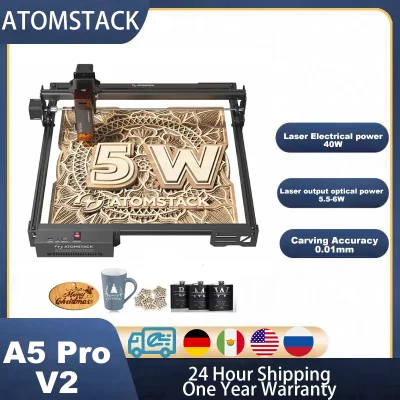 Atomstack a5 pro v2 gravação a laser metal acrílico cnc impressora a laser escultura em madeira couro cortador de mesa 410*380mm área gravador