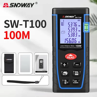 SNDWAY-Laser Rangefinder, Distância Medidor, Alcance 100m, Régua Laser, Device Finder, Mini Meater Digital, Sensor Distância Laser, SW-T100