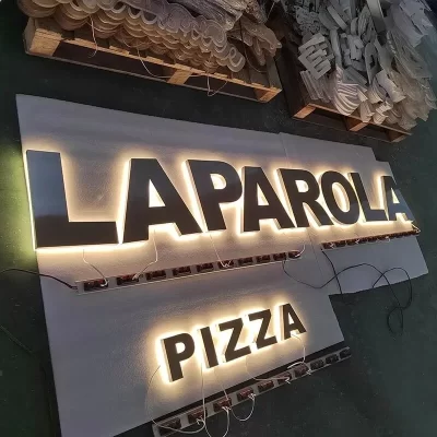 Logotipo comercial 3D personalizado - Sinal externo de metal retroiluminado - Logotipo acrílico Sinal personalizado - Sinal retroiluminado personalizado Logotipo comercial acrílico 3D