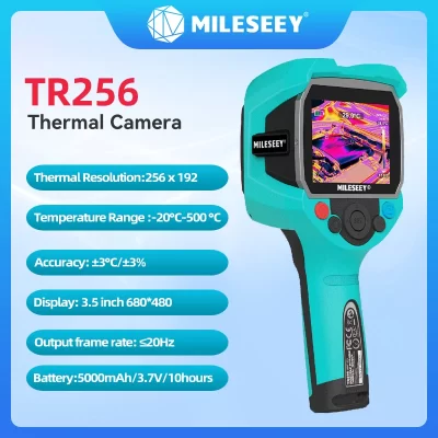 Mileseey TR256 256*192 Câmera térmica infravermelha -20 ℃ -500 ℃ Alta precisão de temperatura de foco automático de seis paletas de cores