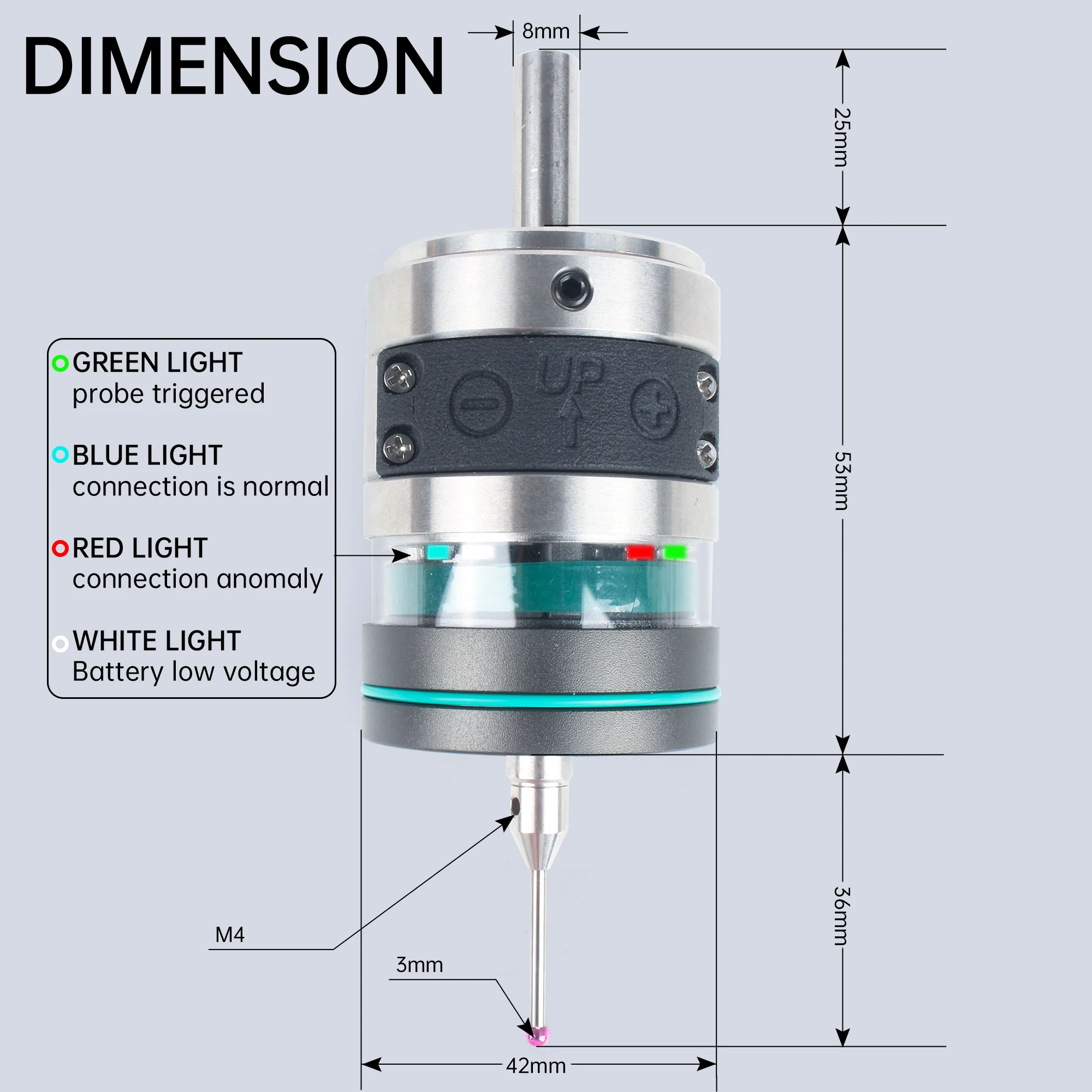 GP-800 ferramenta de sonda sem fio para centros de usinagem cnc 3d edge finder centralização haste substituição renishaw OMP40-2 marposs ciclmotion - Image 2