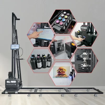 Impressora de parede UV plana inteligente vertical para impressão jato de tinta de verniz digital DX10 1600 3200