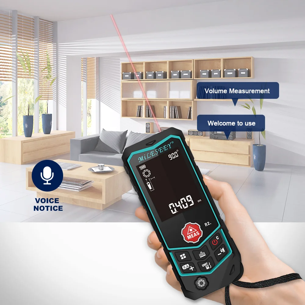 MILESEEY Fita métrica laser R2 R2B Telêmetro laser multifuncional com roda embutida para medida curvada, com anúncio de voz - Image 3