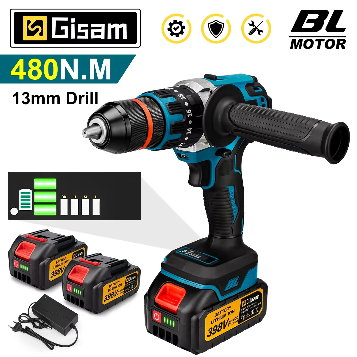 13mm 480n.m sem escova furadeira de impacto elétrica sem fio chave de fenda elétrica diy driver ferramenta elétrica para makita 18v bateria pino