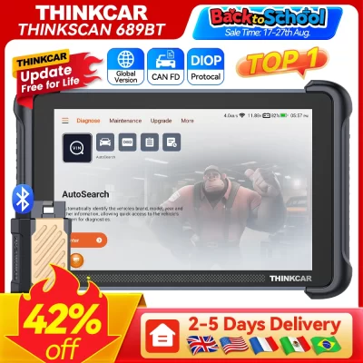 Atualização gratuita vitalícia thinkcar thinkkscan 689bt obd2 diagnóstico todo o sistema diagnóstico ecu codificação bidirecional canfd doip 4 + 64gb
