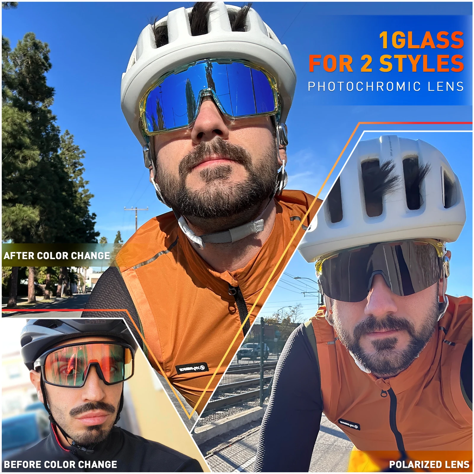Scvcn óculos de sol fotocromáticos para ciclismo, óculos noturnos para andar de bicicleta uv400, mtb, bicicleta de estrada, esportes ao ar livre, beisebol, caminhadas, golfe - Image 2