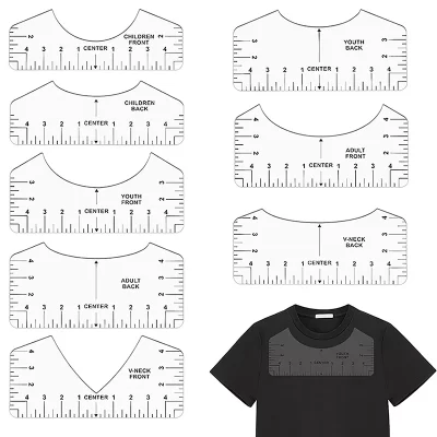8 pçs t camisa régua guia pvc camiseta régua para centro projetos t camisa ferramenta de alinhamento para adulto juventude criança infantil