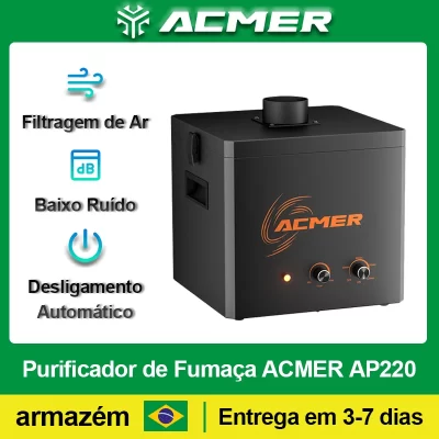 Acmer ap220 purificador de ar de fumaça, baixo ruído, elemento de filtro substituível de 3 camadas para gravador a laser, purificação de ar, remoção de detritos
