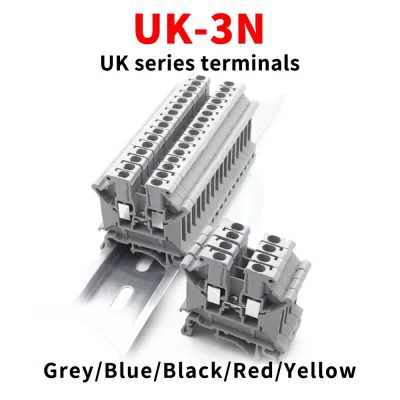 (10 pcs) UK3N Voltage Terminal Block 2.5mm² Combination Rail-Mounted Pure Copper Connector UK-3N