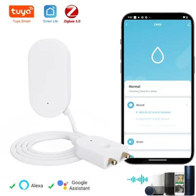 Tuya zigbee sensor de vazamento de água detector de vazamento sensor de água evitar vazamento de água para casa inteligente smartlife