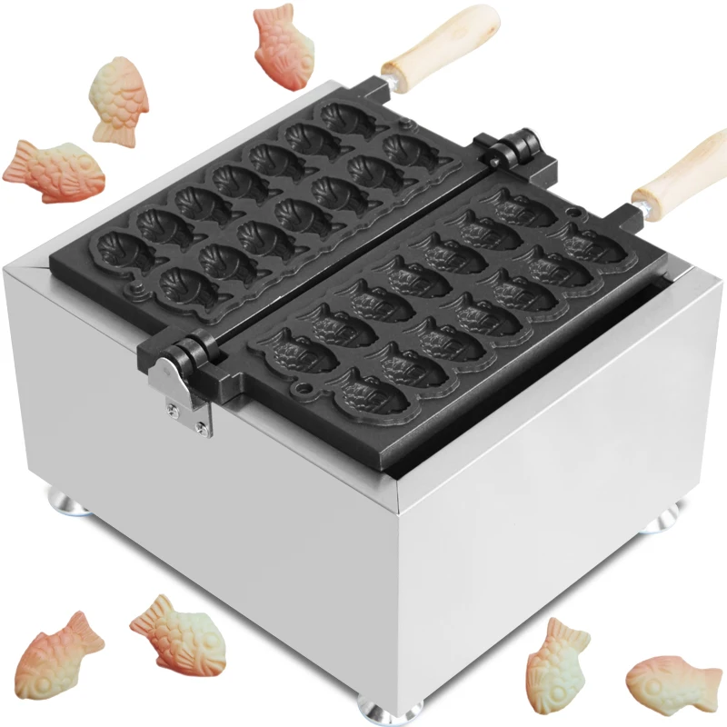 Electric Non-Stick Big Eyes Small Fish Waffle Maker, Mini Fish Shaped Waffles Iron, Cake Taiyaki Maker Machine, 110V, 220V, 14Pcs - Image 5