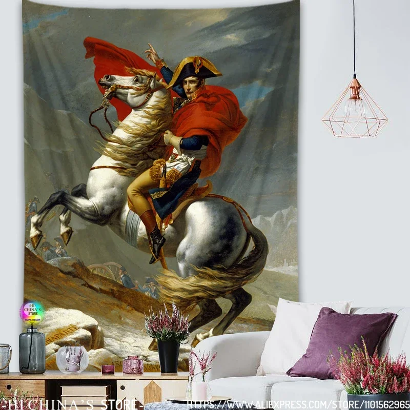 Tapeçaria heróica de Napoleão - Retrato equestre e peça de arte histórica | Arte de parede exclusiva para quarto e presente para amantes da história