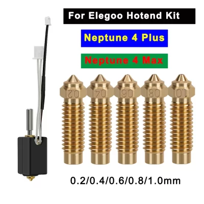 Bico de latão para Elegoo Neptune 4 Max, Neptune 4 Plus Hotend Tubo de aquecimento 20V 80W 320 ℃ Kit Hotend Termistor Neptune 4 Plus