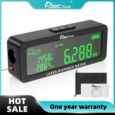 Medidor de distância a laser Decteam MN50 165 pés/50M medida a laser com LCD modos de medição de volume de área de distância de ângulo múltiplo