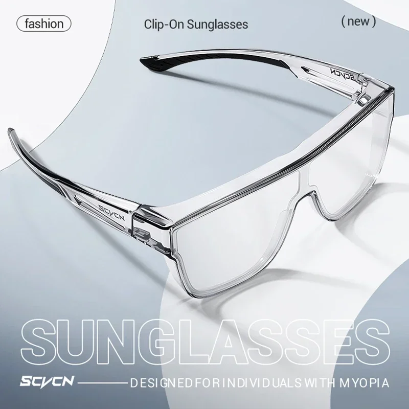 Scvcn novos óculos de sol caber sobre prescrição óculos fotocromáticos ciclismo óculos das mulheres dos homens sprots à prova vento uv400 - Image 5