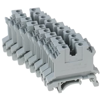 10pcs Rail Terminal Block Universal Panel Mount UK 2.5B 32A Screw Connection