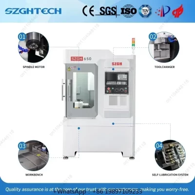 Venda de fábrica SZGH-650 4 eixos CNC pequeno centro de usinagem vertical Vmc650 VMC 650 Cnc Mini fresadora de metal