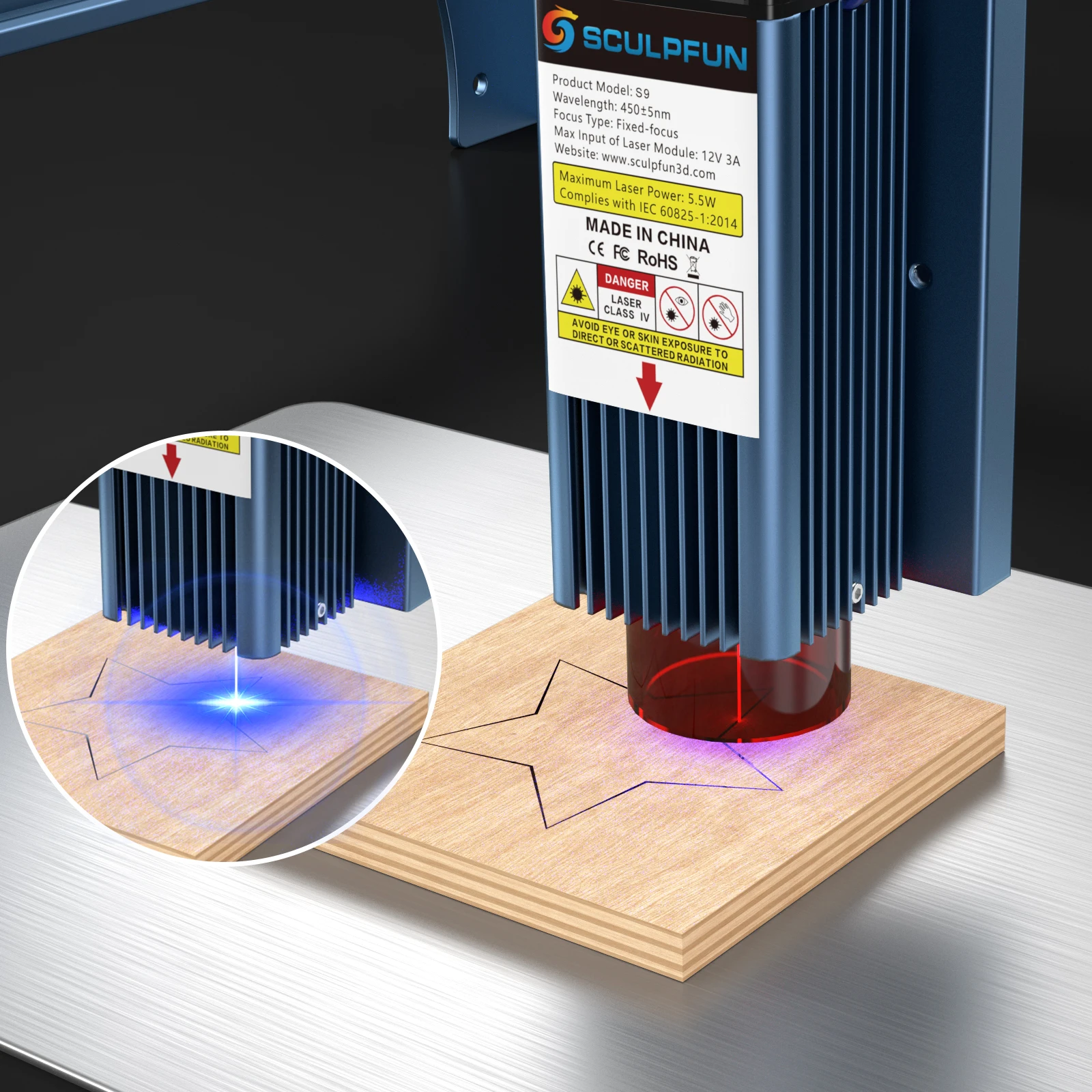 Sculpfun s9 90w efeito máquina de gravação a laser ultra-fino feixe laser moldar tecnologia acrílico gravador máquina de corte 410x420mm - Image 5