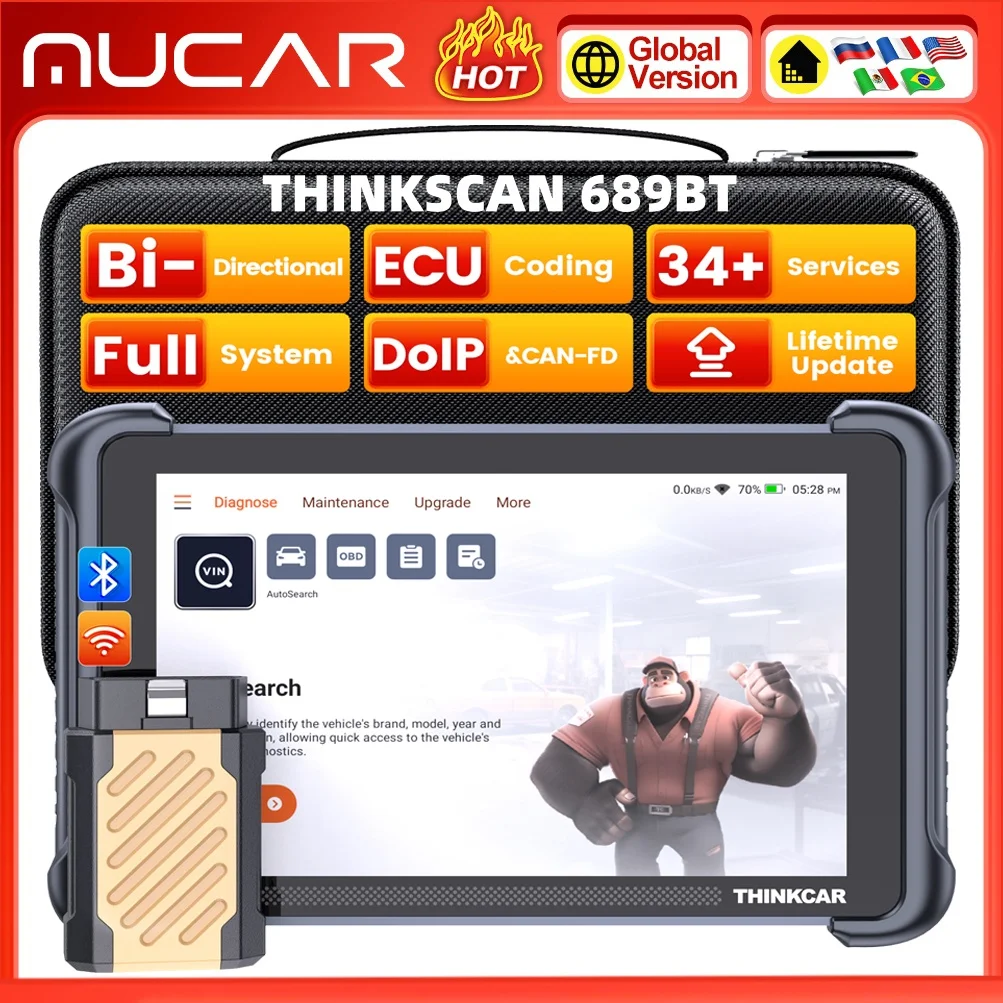 Thinkscan 689BT Thinkcar Ferramentas de diagnóstico CANFD DOIP OBD2 Scanner Todo o sistema Scanner de diagnóstico de carro Atualização gratuita vitalícia