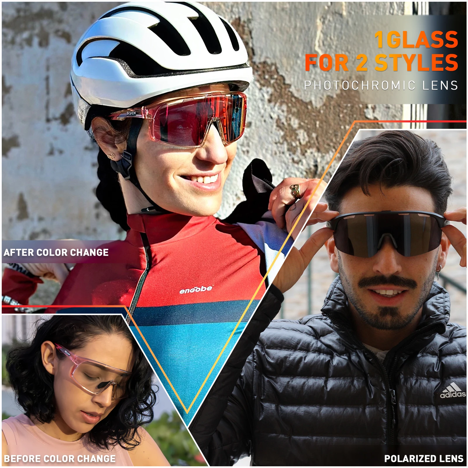 Scvcn óculos de sol fotocromáticos para ciclismo, óculos noturnos para andar de bicicleta uv400, mtb, bicicleta de estrada, esportes ao ar livre, beisebol, caminhadas, golfe - Image 3