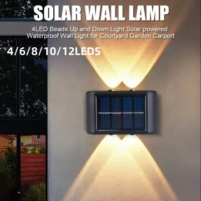 Luz de parede solar ao ar livre 2-12 led à prova dwaterproof água jardim luz balaustrada atmosfera decorativa lâmpada para baixo lâmpada solar luminosa