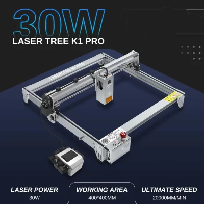 Máquina de gravação a laser LASER TREE K1 PRO, Área de gravação 400x400mm, 30W, 40W Laser Head, Ferramentas para gravação a laser para madeira