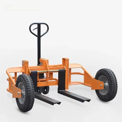 Caminhão hidráulico manual tipo montanha, empilhadeira off-road ao ar livre de 1 tonelada, perna larga, inflável, borracha, roda grande, paletes