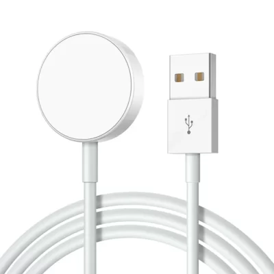 Mini carregador sem fio portátil para Apple Watch, Bobina redonda, Absorção magnética, Base de carregamento USB, Adequado para Apple