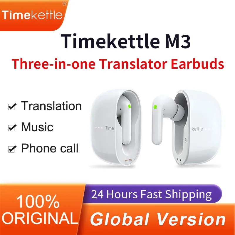 TimeKettle M3 Idioma Tradutor Simultâneo Fone de Ouvido Interpretação de Negócios Fone de Ouvido Viagem Tradução de Voz Fones de Ouvido