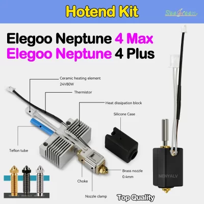 Impressão de impressora 3d para elegoo netuno 4 plus cabeça do bocal para netuno 4 max 24v 80w kit hotend cerâmica haste aquecimento extrusor cabeça