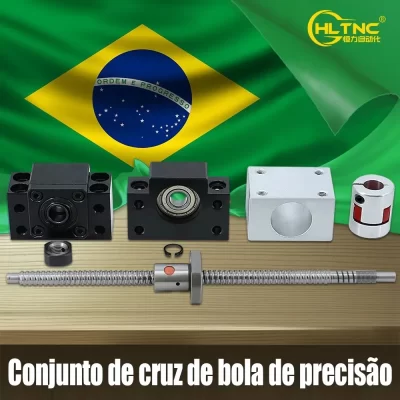 Brasil enviado sfu1605 parafuso esférico final usinado por bk12 bf12 parafuso esférico com acoplador de porca suporte rolamento impressora 3d máquina cnc