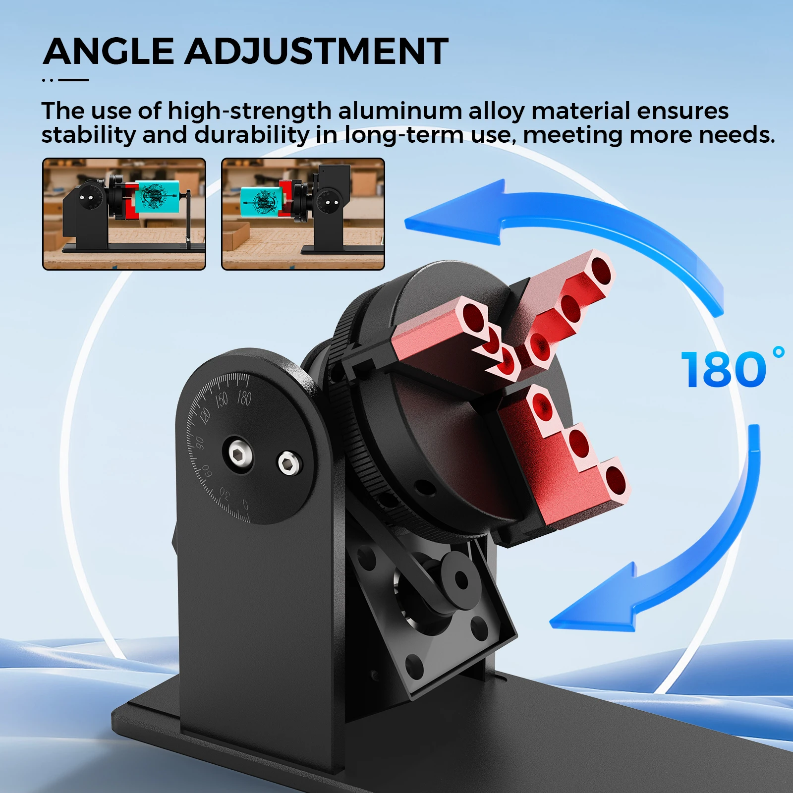 Módulo de gravação a laser COOLOOK O módulo de gravação de tambor rotativo do eixo Y CR1 é adequado para máquinas de gravação a laser girarem 360° para gravar anéis, copos e objetos cilíndricos em forma de L - Image 4