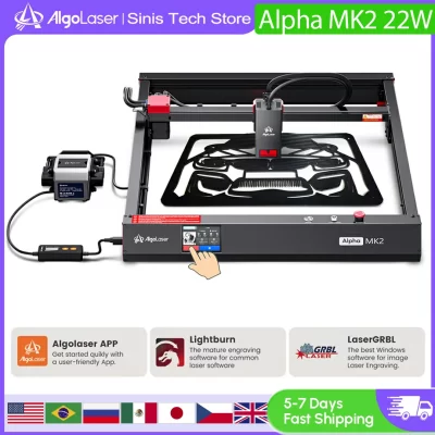AlgoLaser Alpha MK2 20W Gravador a laser comercial para iniciantes Cortador a laser de madeira de couro Máquina de gravação a laser de metal Ferramentas DIY