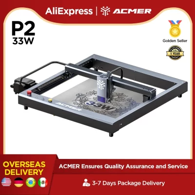 ACMER P2 33W gravação a laser 180W saída CNC máquina de corte para prancha carpintaria acrílico com kit de assistência de ar automática APPWIFI