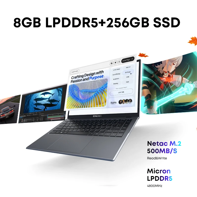 CHUWI 14.1-inch GemiBook XPro Laptop Intel N100 Graphics 600 GPU Screen 8GB RAM 256GB SSD With Cooling Fan Windows 11 Notebook - Image 5