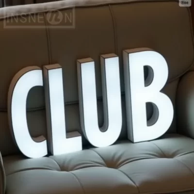 Sinal de letras de metal com luz led 3d personalizada para vitrine, negócios, ao ar livre, à prova d'água, iluminado frontal, sinalização de publicidade