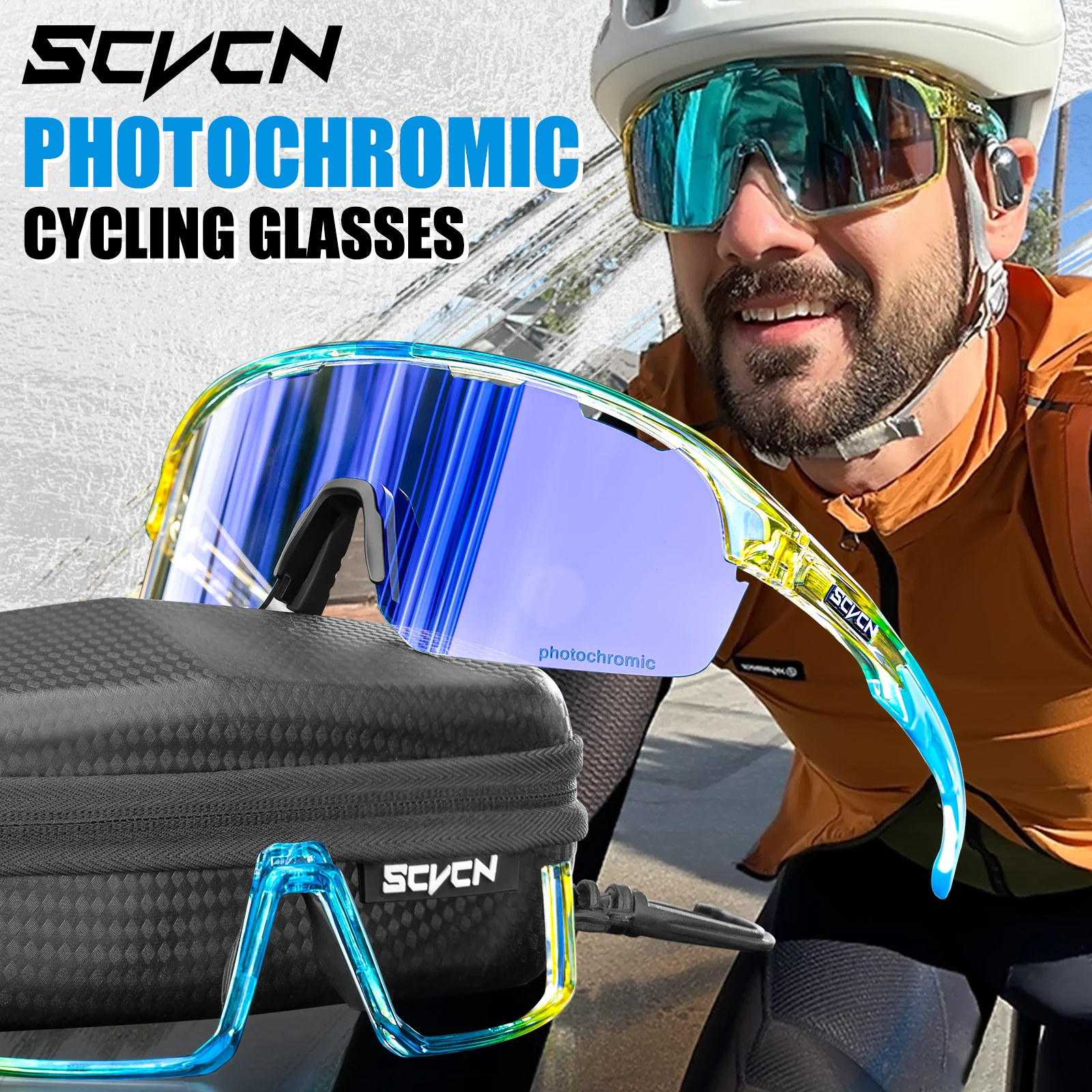 Scvcn óculos de sol fotocromáticos para ciclismo, óculos noturnos para andar de bicicleta uv400, mtb, bicicleta de estrada, esportes ao ar livre, beisebol, caminhadas, golfe - Image 4
