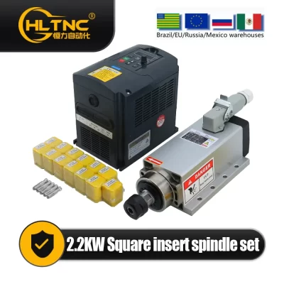 Vendas kit de motor de eixo cnc 2.2kw 2200w eixo quadrado refrigerado a ar 24000rpm + inversor vfd com rs485 + 13 peças er20 para fresagem