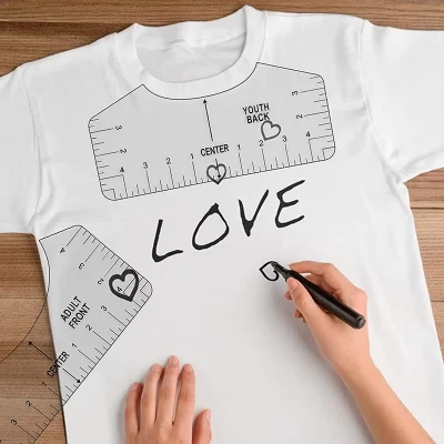 T Shirt Alinhamento Ferramenta para Adultos e Crianças, T-Shirt Régua, Guia, PVC, Projetos Centrais, Criança, Infantil, Novo, 8Pcs