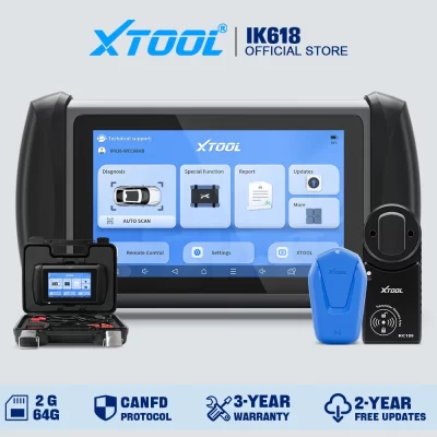 Xtool inplus ik618 com scanner automotivo kc100 obd2, ferramenta de diagnóstico de chave immo para todos os programadores multifuncionais de carro