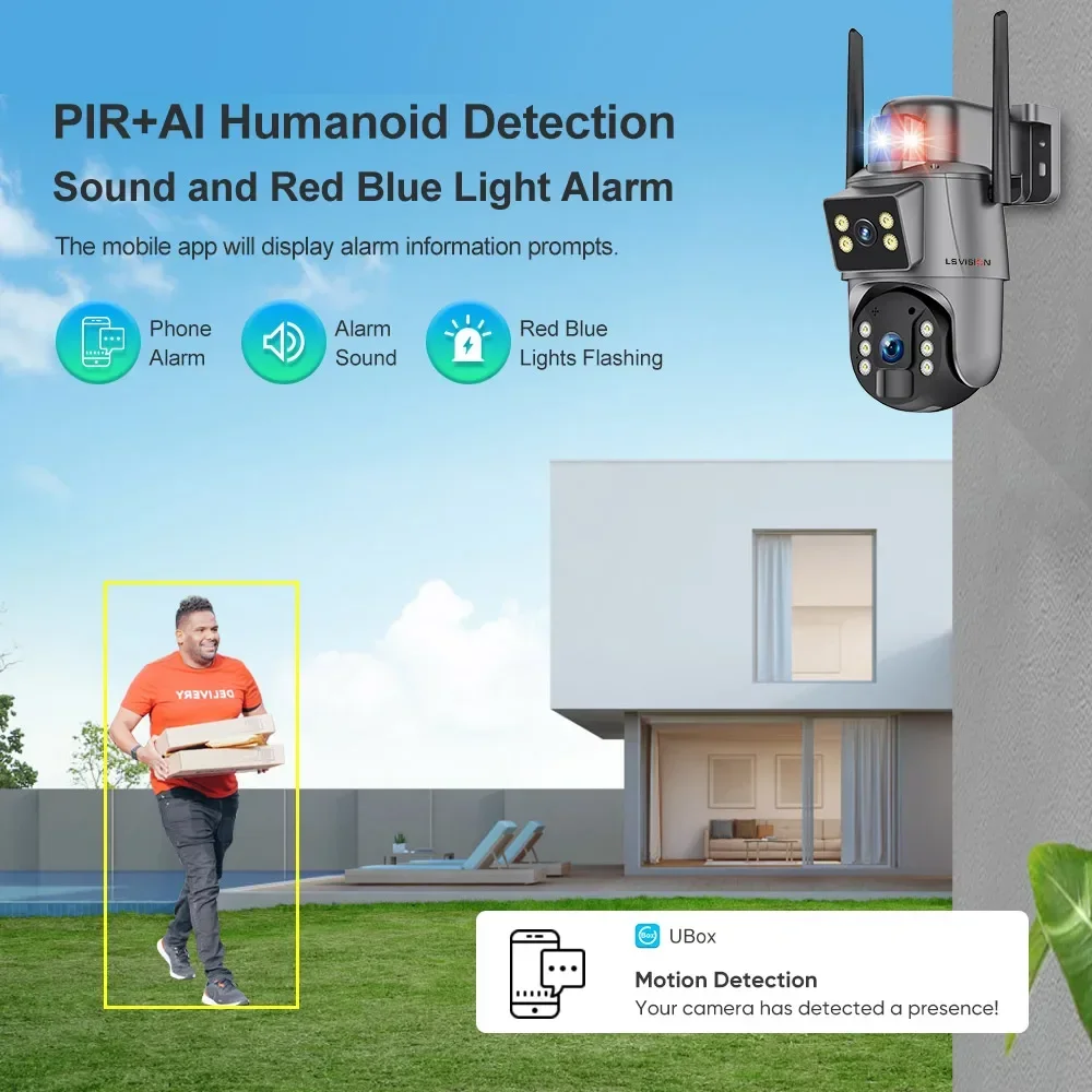 LS VISION Ubox 8MP 4G SIM Câmera solar sem fio Wifi ao ar livre Tela dupla 4K Detecção humana Rastreamento automático 360 ° Câmeras de vigilância - Image 3