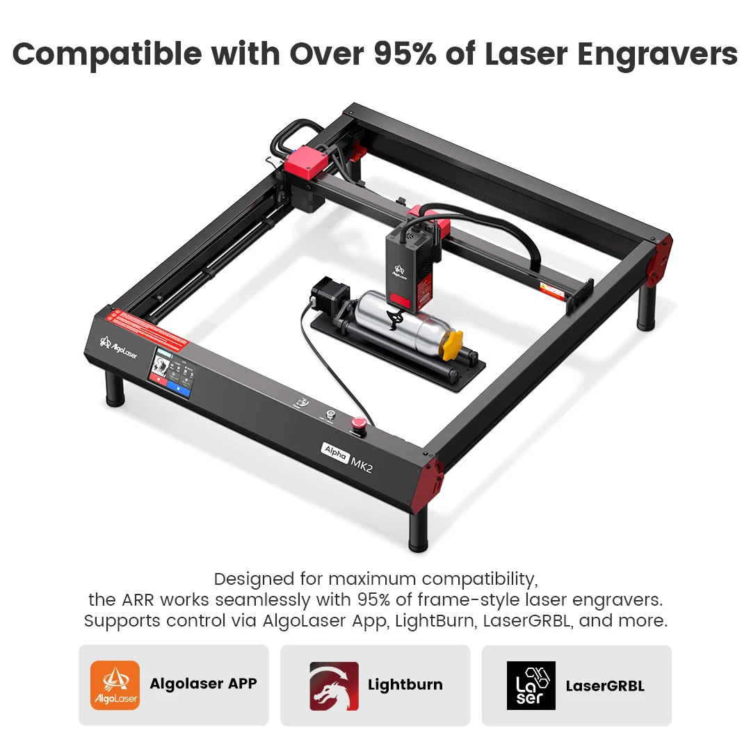 AlgoLaser Laser Rolo Rotativo Gravador Laser Eixo Y Eixo Extra Rolo Rotativo 360 ° Rotação para gravação em corte a laser - Image 4