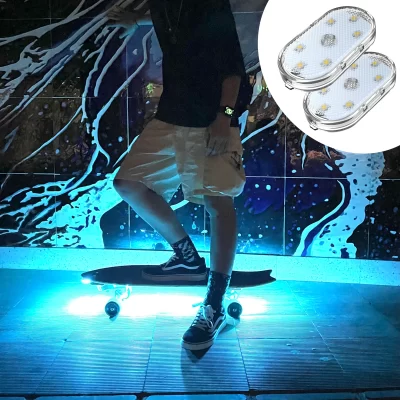 2/4 pçs luzes de skate longboard fluorescente led flash noite brilhante usb recarregável scooter placa underglow lâmpada decorações